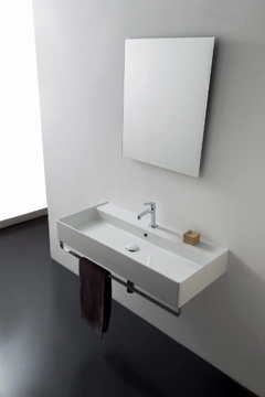TEOREMA 2.0 - Rectangular ceramic washbasin with towel rail by Scarabeo Ceramiche - view 3